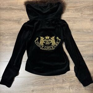 Juicy Couture Black Sweater with Fur Trim SEND OFFERS!!